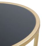 Tavolino da Salotto oro Trasparente Portatelefono Forma Rotondo 35x35x75h cm, Colore Ripiano Trasparente - Alofi
