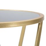 Tavolino da Salotto oro Trasparente Portatelefono Forma Rotondo 35x35x75h cm, Colore Ripiano Trasparente - Alofi