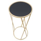 Tavolino da Salotto oro Trasparente Portatelefono Forma Rotondo 35x35x75h cm, Colore Ripiano Trasparente - Alofi