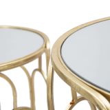 Tavolino da Salotto oro Trasparente set da 2 Forma Rotondo 37x37x70h cm, Colore Ripiano Trasparente - Kuldig