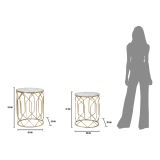 Tavolino da Salotto oro Trasparente set da 2 Forma Rotondo 42x42x53h cm, Colore Ripiano Trasparente - Gamalema