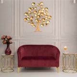 Tavolino da Salotto oro Trasparente set da 2 Forma Rotondo 42x42x53h cm, Colore Ripiano Trasparente - Gamalema