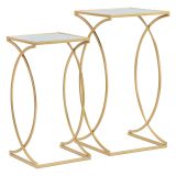 Tavolino da Salotto oro Trasparente set da 2 Modulabili Forma Quadrato 35x35x70h cm, Colore Ripiano Trasparente - Gane