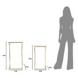 Tavolino da Salotto oro Trasparente set da 2 Modulabili Forma Quadrato 35x35x70h cm, Colore Ripiano Trasparente - Gane