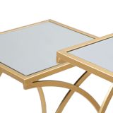 Tavolino da Salotto oro Trasparente set da 2 Modulabili Forma Quadrato 35x35x70h cm, Colore Ripiano Trasparente - Gane