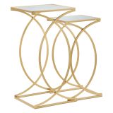 Tavolino da Salotto oro Trasparente set da 2 Modulabili Forma Quadrato 35x35x70h cm, Colore Ripiano Trasparente - Gane