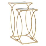 Tavolino da Salotto oro Trasparente set da 2 Modulabili Forma Quadrato 35x35x70h cm, Colore Ripiano Trasparente - Gane