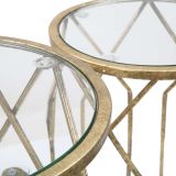 Tavolino da Salotto oro Trasparente set da 3 Portatelefono Forma Rotondo 32x32x71h cm, Colore Ripiano Trasparente - Gerald