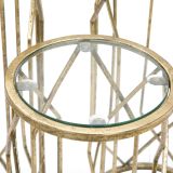 Tavolino da Salotto oro Trasparente set da 3 Portatelefono Forma Rotondo 32x32x71h cm, Colore Ripiano Trasparente - Gerald