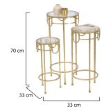 Tavolino da Salotto oro Trasparente set da 3 Portatelefono Forma Rotondo 33x33x70h cm, Colore Ripiano Trasparente - Gama