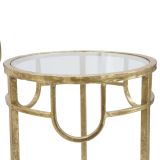 Tavolino da Salotto oro Trasparente set da 3 Portatelefono Forma Rotondo 33x33x70h cm, Colore Ripiano Trasparente - Gama