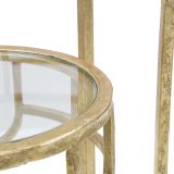 Tavolino da Salotto oro Trasparente set da 3 Portatelefono Forma Rotondo 33x33x70h cm, Colore Ripiano Trasparente - Gama