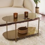 Tavolino da Salotto oro un Vano Effetto Lucido 100x45x51h cm, Forma Ovale - Verzate