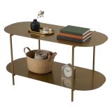 Tavolino da Salotto oro un Vano Effetto Lucido 100x45x51h cm, Forma Ovale - Verzate