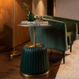 Tavolino da Salotto oro Verde Forma Rotondo Colore Ripiano oro 43x35x43h cm, Materiale Struttura in Plastica - Kep