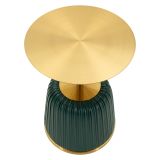 Tavolino da Salotto oro Verde Forma Rotondo Colore Ripiano oro 43x35x43h cm, Materiale Struttura in Plastica - Kep