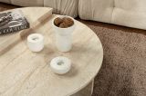 Tavolino da salotto Parete, Tavolo basso da caffè, Portariviste per divano, Ripiano da soggiorno, 90x60 h35 cm, Beige e Marmo