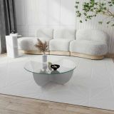 Tavolino da salotto Phoebe, Tavolo basso da soggiorno, Ripiano da caffè, Tavolino per divano, 90x90h30 cm, Bianco