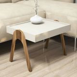 Tavolino da salotto Pholus, Tavolo basso da caffè, Portariviste per divano, Ripiano da soggiorno, 54x40 h64 cm, Noce e Crema