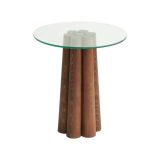 Tavolino da salotto Pollia, Tavolo basso da soggiorno, Ripiano da caffè, Tavolino per divano, 45x50h50 cm, Noce