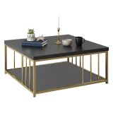 Tavolino da salotto quadrato antracite e oro 90x90x40h cm - Raiden