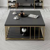 Tavolino da salotto quadrato antracite e oro 90x90x40h cm - Raiden