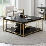Tavolino da salotto quadrato antracite e oro 90x90x40h cm - Raiden