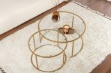 Tavolino da salotto Ragalna, Tavolo basso da caffè, Portariviste per divano, Ripiano da soggiorno, 80x80 h43 cm, Oro e Trasparente