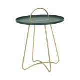 Tavolino da salotto Rangitata, Tavolo basso da caffè, Portariviste per divano, Ripiano da soggiorno, 45x45 h59 cm, Verde e Oro