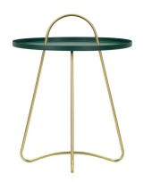 Tavolino da salotto Rangitata, Tavolo basso da caffè, Portariviste per divano, Ripiano da soggiorno, 45x45 h59 cm, Verde e Oro