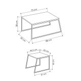 Tavolino da salotto rettangolare antracite e nero 88x50x38h cm - Tavo