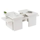 Tavolino da salotto rettangolare bianco 110x45x41h cm - Amarantha