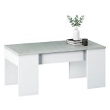 Tavolino da salotto rettangolare bianco e cemento 100x45x50h cm - Almas