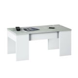 Tavolino da salotto rettangolare bianco e cemento 100x45x50h cm - Almas
