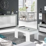 Tavolino da salotto rettangolare bianco e cemento 100x45x50h cm - Almas