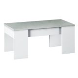 Tavolino da salotto rettangolare bianco e cemento 100x45x50h cm - Almas
