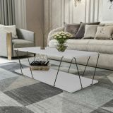 Tavolino da salotto rettangolare bianco e nero 120x50x30h cm - Sarika