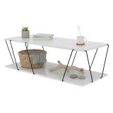 Tavolino da salotto rettangolare bianco e nero 120x50x30h cm - Sarika