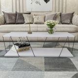 Tavolino da salotto rettangolare bianco e nero 120x50x30h cm - Sarika
