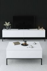 Tavolino da salotto rettangolare bianco e nero 90x60x40h cm - Vespero