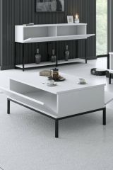 Tavolino da salotto rettangolare bianco e nero 90x60x40h cm - Vespero