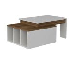 Tavolino da salotto rettangolare bianco e noce 90x60x37h cm - Virgile