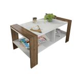 Tavolino da salotto rettangolare bianco e noce 90x60x42h cm - Langosco