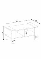 Tavolino da salotto rettangolare bianco e noce 90x60x42h cm - Langosco
