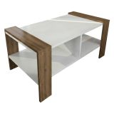 Tavolino da salotto rettangolare bianco e noce 90x60x42h cm - Langosco