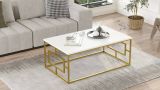 Tavolino da salotto rettangolare bianco e oro 100x60x40h cm - Franca