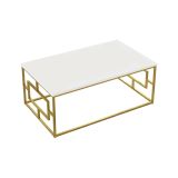 Tavolino da salotto rettangolare bianco e oro 100x60x40h cm - Franca