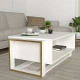 Tavolino da salotto rettangolare bianco e oro 106x60x40h cm - Gigliola