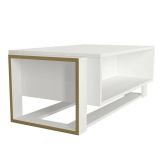 Tavolino da salotto rettangolare bianco e oro 106x60x40h cm - Gigliola