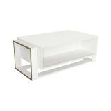 Tavolino da salotto rettangolare bianco e oro 106x60x40h cm - Gigliola